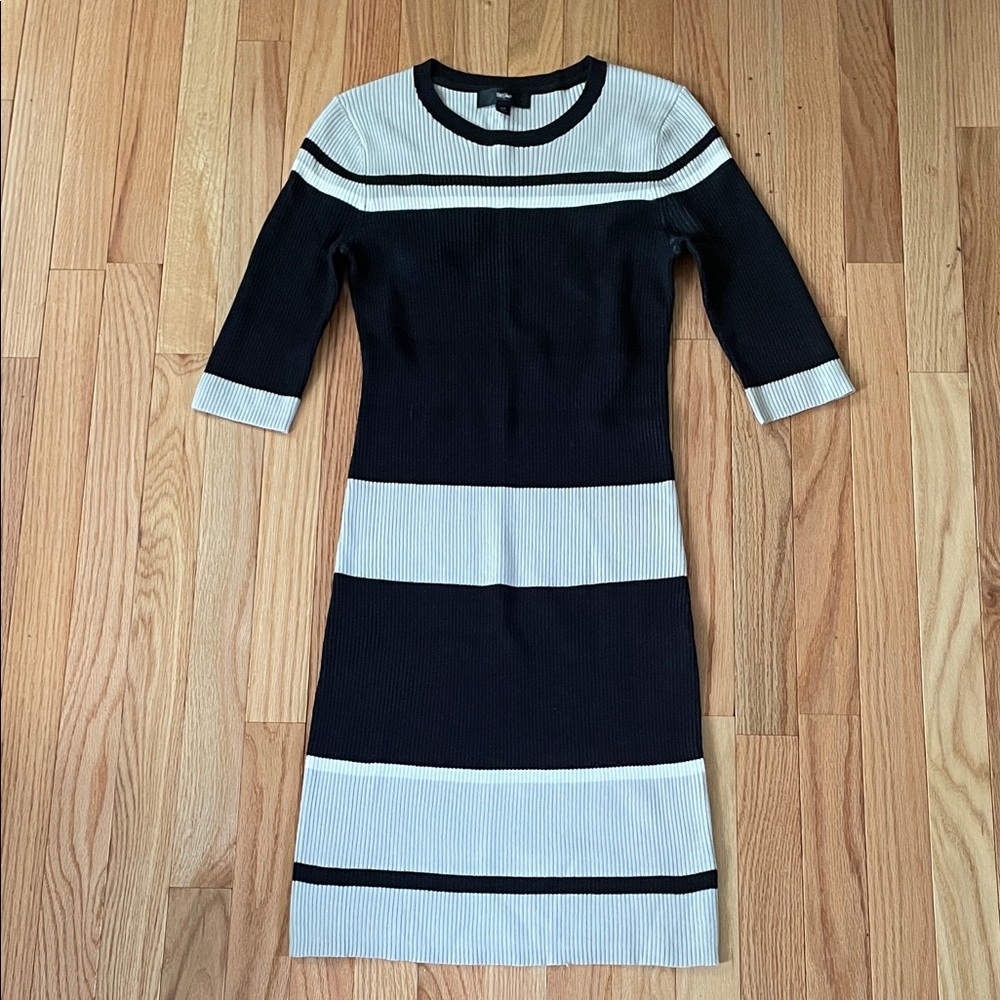 Mossimo Supply Co Sweater Knit Midi Dress Womens Medium Black White Rustic Farm